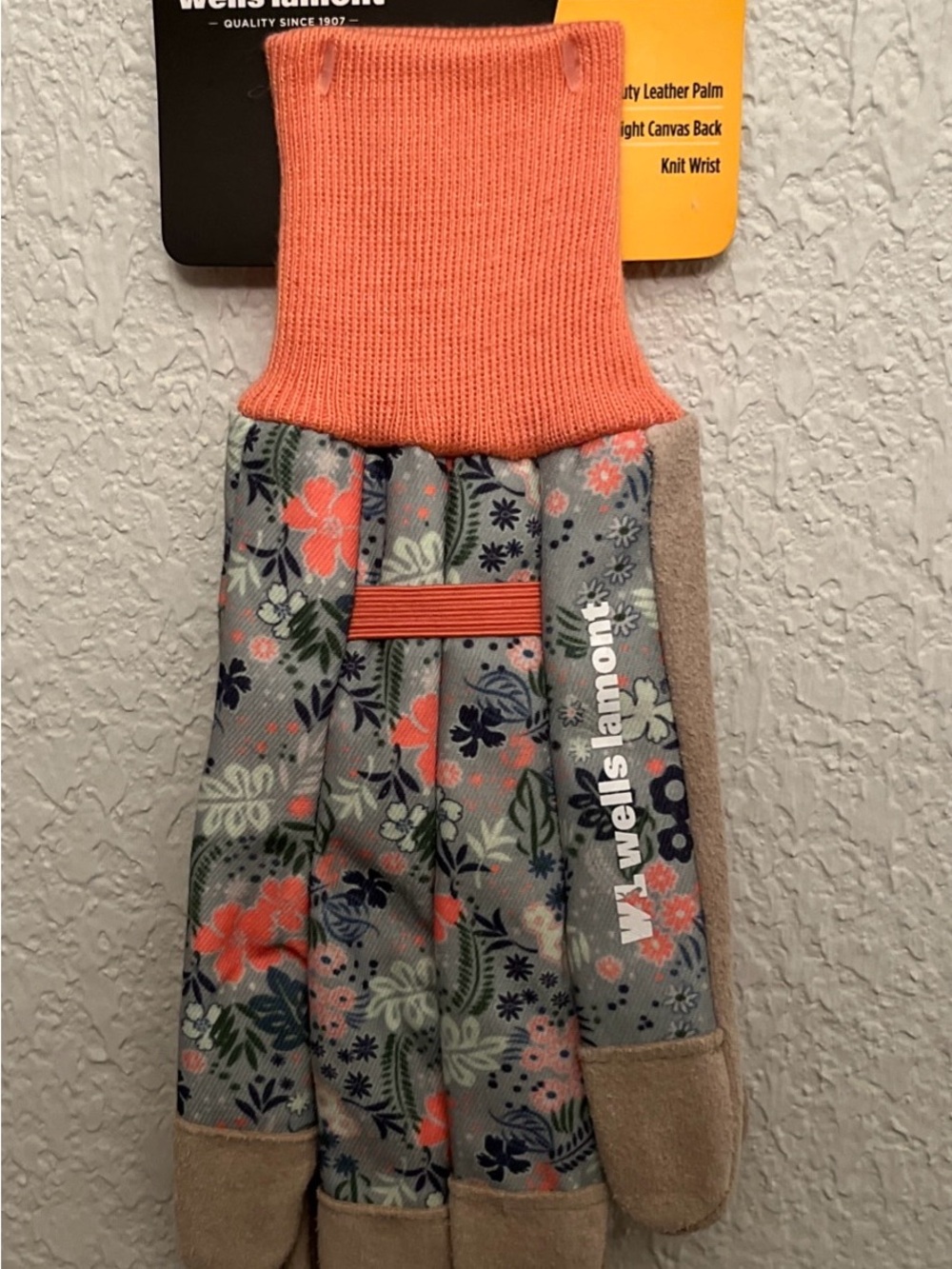 Wells Lamont Floral Work Gloves - Coral Cuff Women’s S